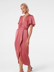 Forever New Pink Forever New Estelle Flutter Sleeve Midi Dress - Image 3 of 4