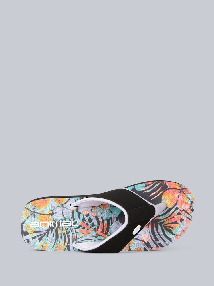 Animal Black Patent Womens Swish Flip Flops - Image 3 of 7
