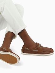 Dune London Brown Burnner Knitted Boat Shoes - Image 1 of 6