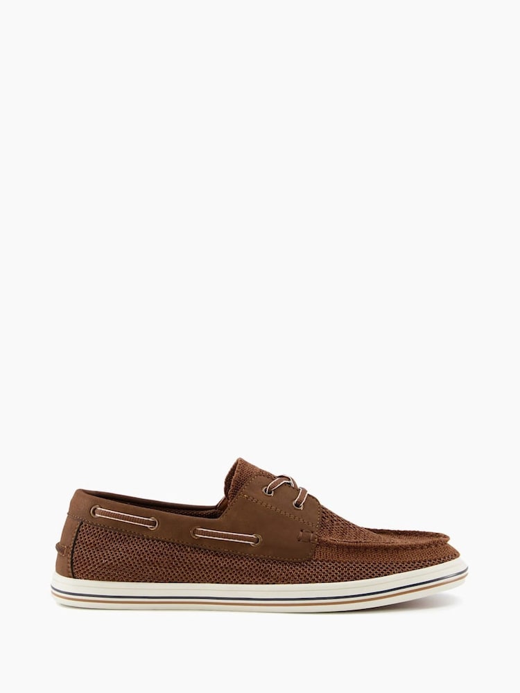 Dune London Brown Burnner Knitted Boat Shoes - Image 3 of 6