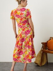 Monsoon Oskana Geblümtes Wickelkleid, Gelb - Bild 2 von 4