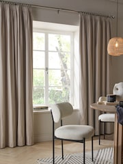 Natural Dark Cotton Blackout/Thermal Pencil Pleat Curtains - Image 1 of 9