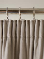 Natural Dark Cotton Blackout/Thermal Pencil Pleat Curtains - Image 3 of 9