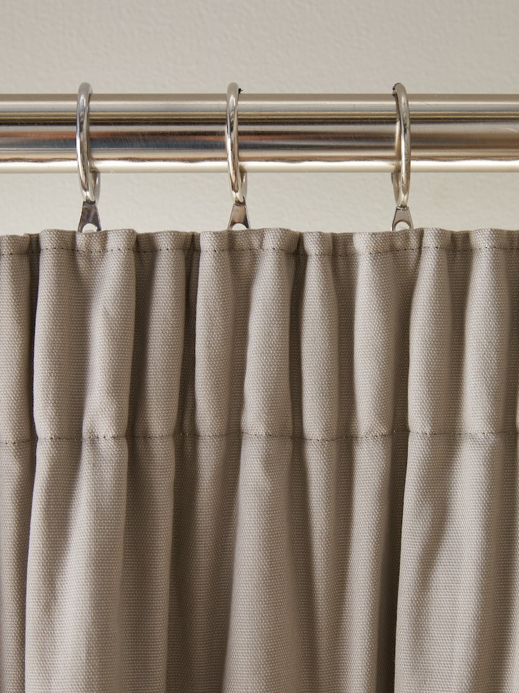 Natural Dark Cotton Blackout/Thermal Pencil Pleat Curtains - Image 3 of 8