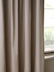 Natural Dark Cotton Blackout/Thermal Pencil Pleat Curtains - Image 6 of 9