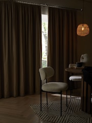 Natural Dark Cotton Blackout/Thermal Pencil Pleat Curtains - Image 7 of 9