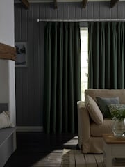 Green Sage Cotton Blackout/Thermal Pencil Pleat Curtains - Image 3 of 8