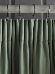 Green Sage Cotton Blackout/Thermal Pencil Pleat Curtains - Image 7 of 8
