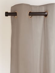 Natural Dark Cotton Super Thermal Eyelet Curtains - Image 6 of 7