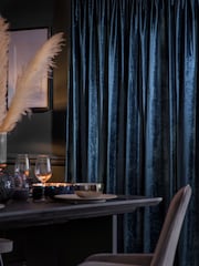Navy Blue Collection Luxe Heavyweight Lined Plush Velvet Pencil Pleat Curtains - Image 3 of 6