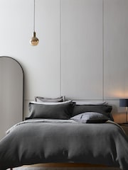 Charcoal Grey Waffle Duvet Cover and Pillowcase Set - Image 1 of 3