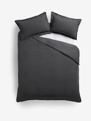 Charcoal Grey Waffle Duvet Cover and Pillowcase Set - Image 2 of 3