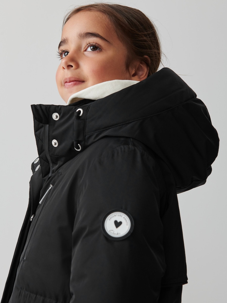 Clarks Black Waterproof Girls Parka Coat - Image 10 of 19