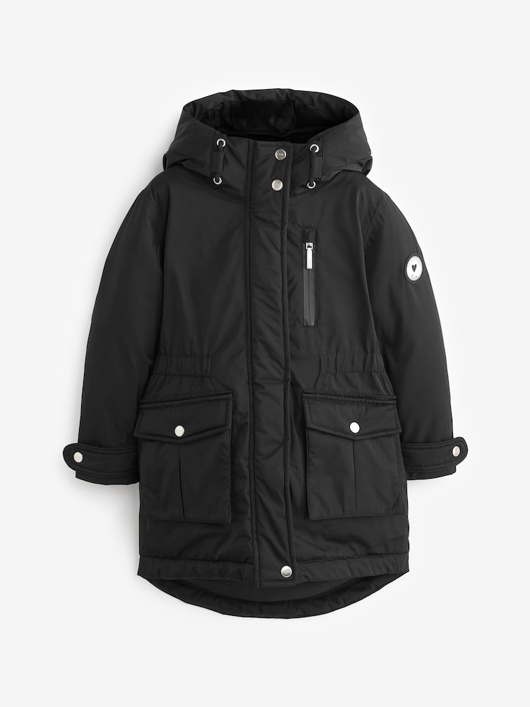 Clarks Black Waterproof Girls Parka Coat - Image 14 of 19