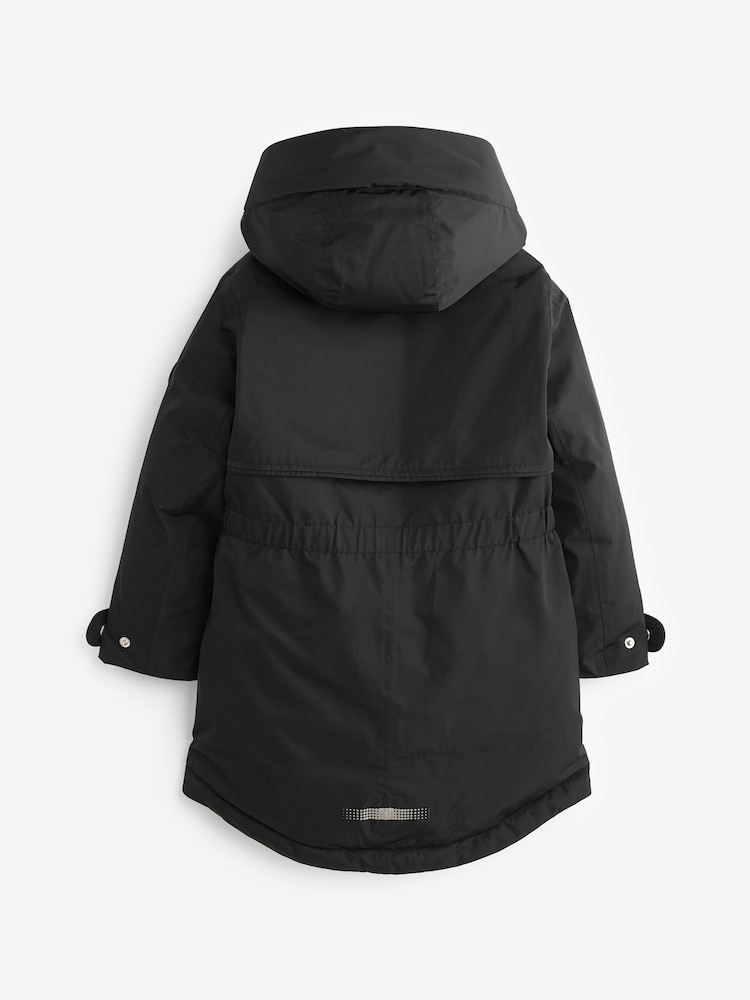 Clarks Black Waterproof Girls Parka Coat - Image 15 of 19