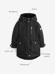 Clarks Black Waterproof Girls Parka Coat - Image 17 of 19