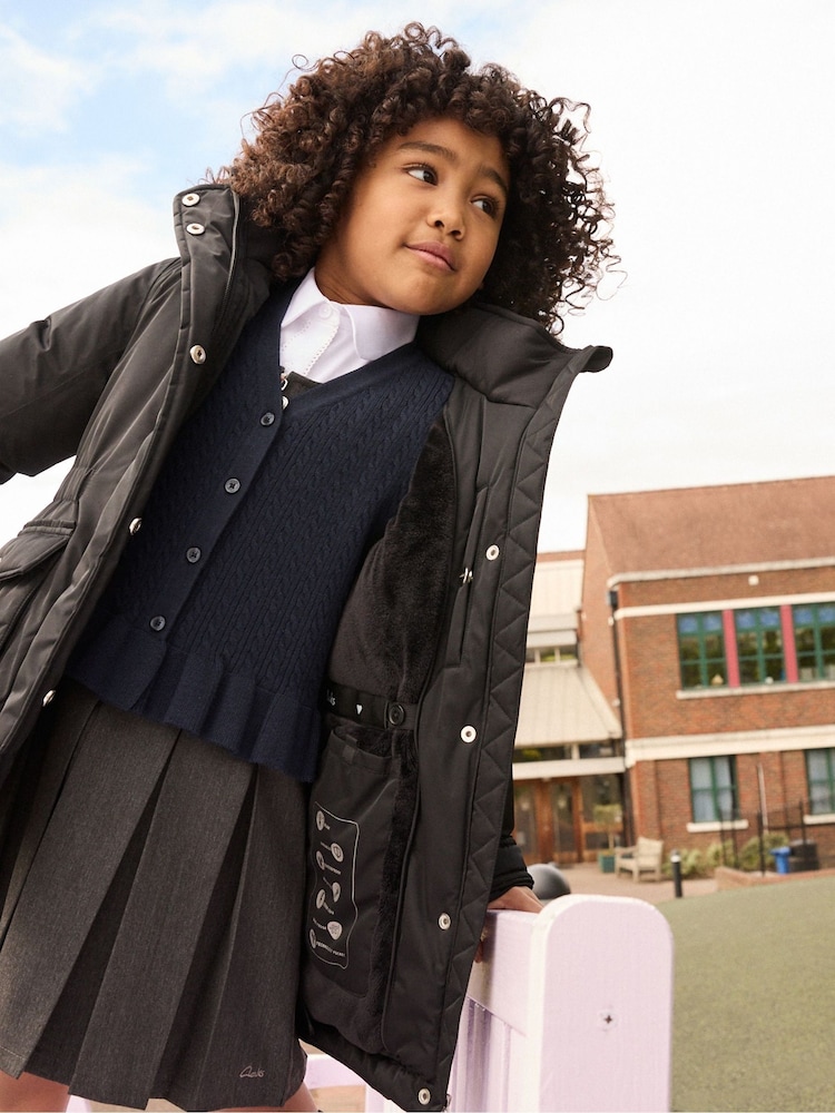 Clarks Black Waterproof Girls Parka Coat - Image 2 of 19