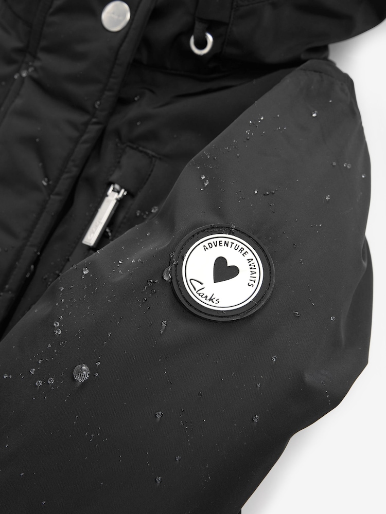 Clarks Black Waterproof Girls Parka Coat - Image 20 of 20 Clarks Black Waterproof Girls Parka Coat - Image 20 of 20
