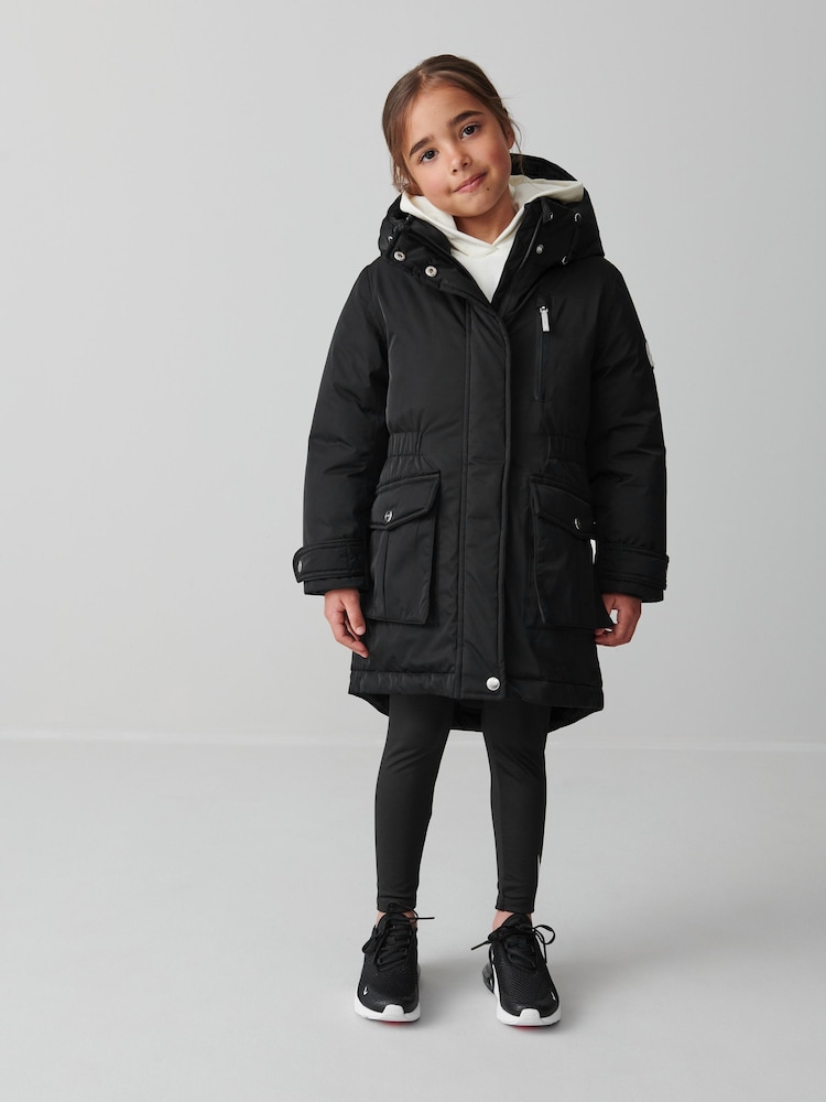 Clarks Black Waterproof Girls Parka Coat - Image 5 of 19