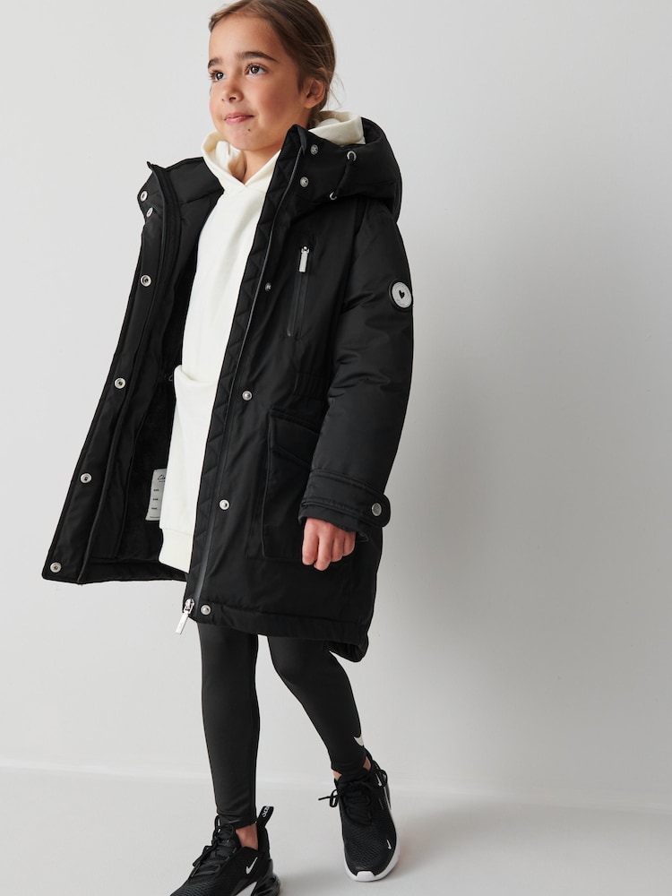 Clarks Black Waterproof Girls Parka Coat - Image 6 of 19