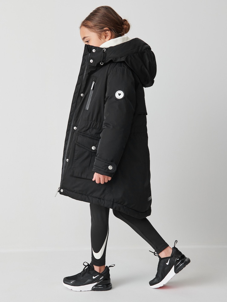 Clarks Black Waterproof Girls Parka Coat - Image 7 of 19