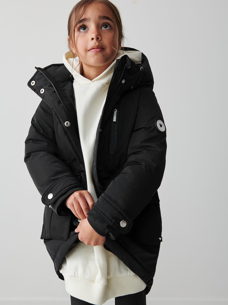 Clarks Black Waterproof Girls Parka Coat - Image 9 of 19