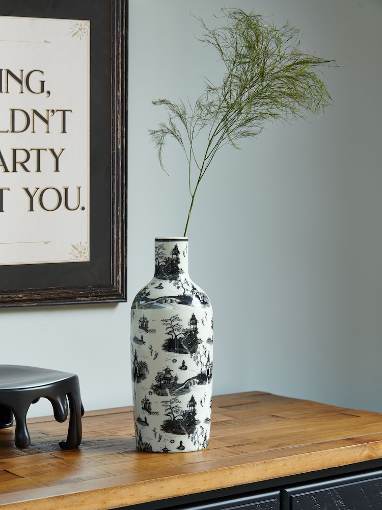 Rockett St George Black/White Willow Toile Bottle Vase - Image 10 of 10