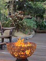 Fallen Fruits Orange Garden Laser Cut Woodland Fire Bowl - Image 1 of 2