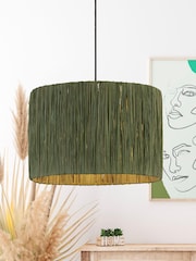 Searchlight Green Willow Raffia Lamp Shade - Image 1 of 4