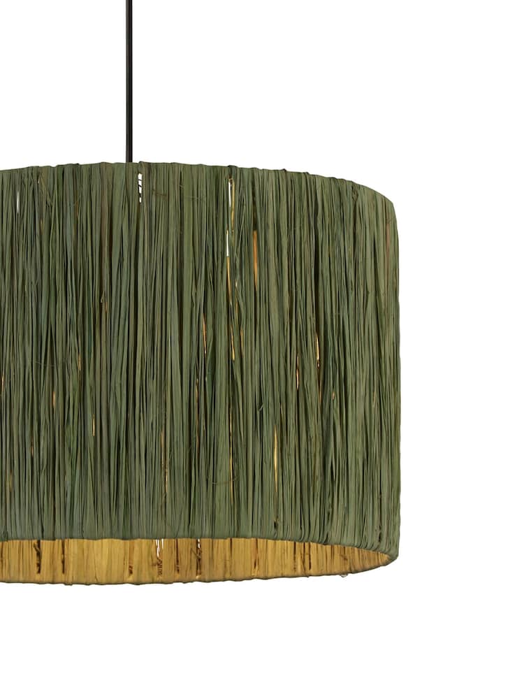 Searchlight Green Willow Raffia Lamp Shade - Image 4 of 4