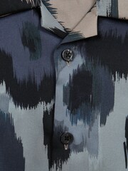 Reiss Blue Fangio Junior Floral Print Cuban Collar Shirt - Image 7 of 7