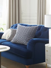Navy Blue Woven Geometric 59 x 59cm Cushion - Image 1 of 4