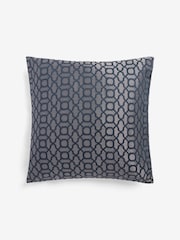 Navy Blue Woven Geometric 59 x 59cm Cushion - Image 2 of 4