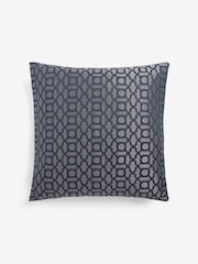 Navy Blue Woven Geometric 59 x 59cm Cushion - Image 3 of 4