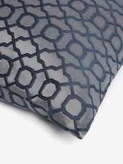 Navy Blue Woven Geometric 59 x 59cm Cushion - Image 4 of 4
