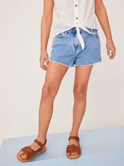 Azul brilhante - Shorts jeans Frayed Edge (3-16anos) - Imagem 1 de 6