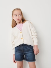 Dark Blue Longer Length Frayed Edge Denim Shorts (3-16yrs) - Image 2 of 5