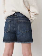 Dark Blue Longer Length Frayed Edge Denim Shorts (3-16yrs) - Image 3 of 5