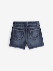 Dark Blue Longer Length Frayed Edge Denim Shorts (3-16yrs) - Image 5 of 5