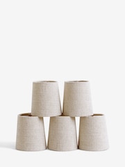 5 Pack Neutral Tweedy Plain Candle Light Shades - Image 5 of 5