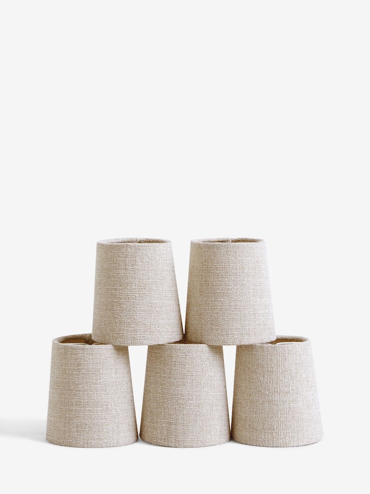 5 Pack Neutral Tweedy Plain Candle Light Shades - Image 5 of 5