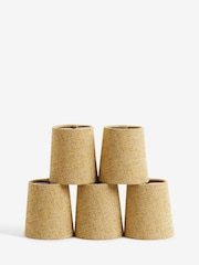 5 Pack Ochre Yellow Tweedy Plain Candle Light Shades - Image 5 of 5