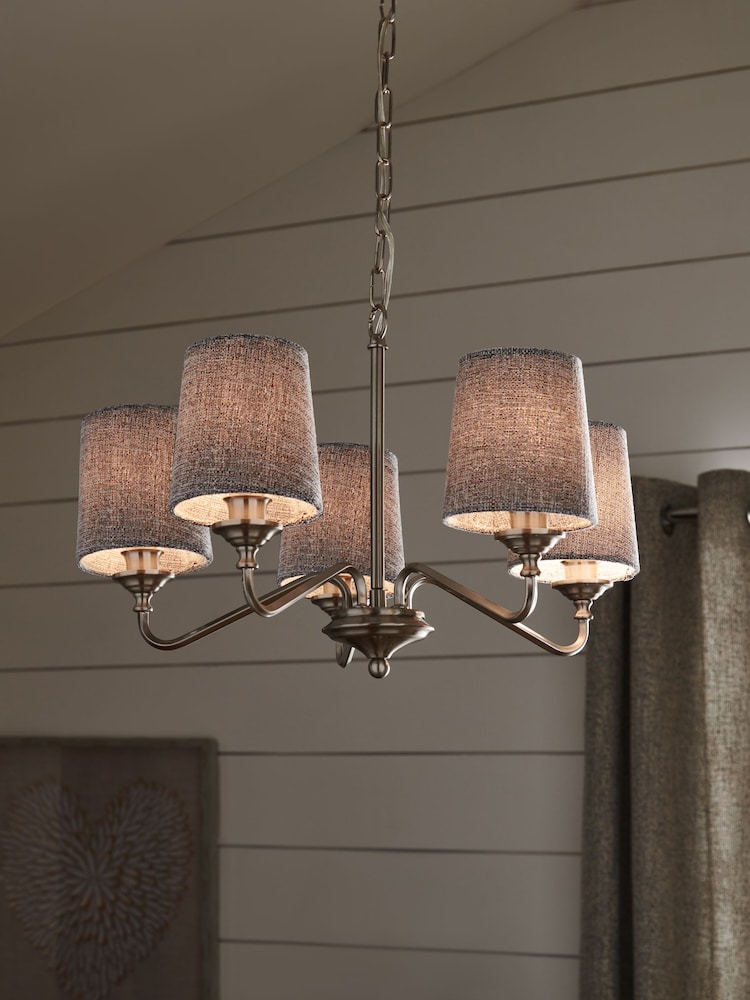 5 Pack Light Grey Tweedy Plain Candle Light Shades - Image 1 of 5