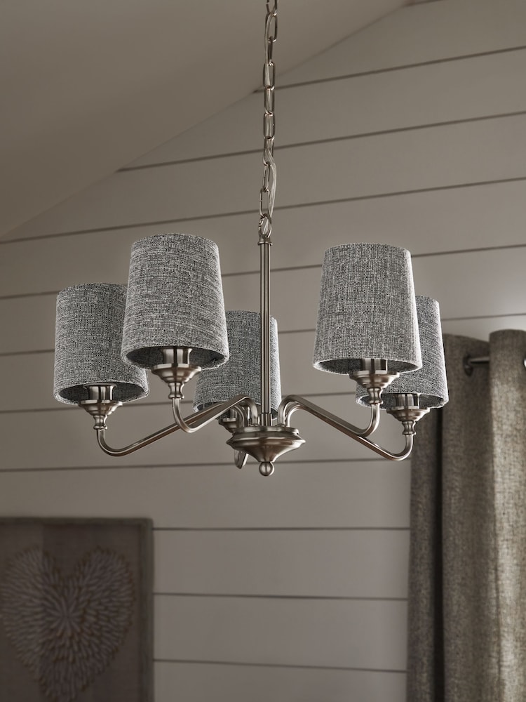 5 Pack Light Grey Tweedy Plain Candle Light Shades - Image 2 of 5