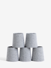 5 Pack Light Grey Tweedy Plain Candle Light Shades - Image 5 of 5
