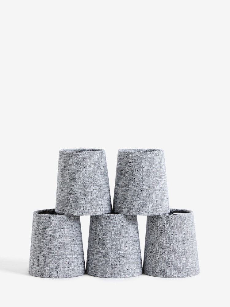 5 Pack Light Grey Tweedy Plain Candle Light Shades - Image 5 of 5