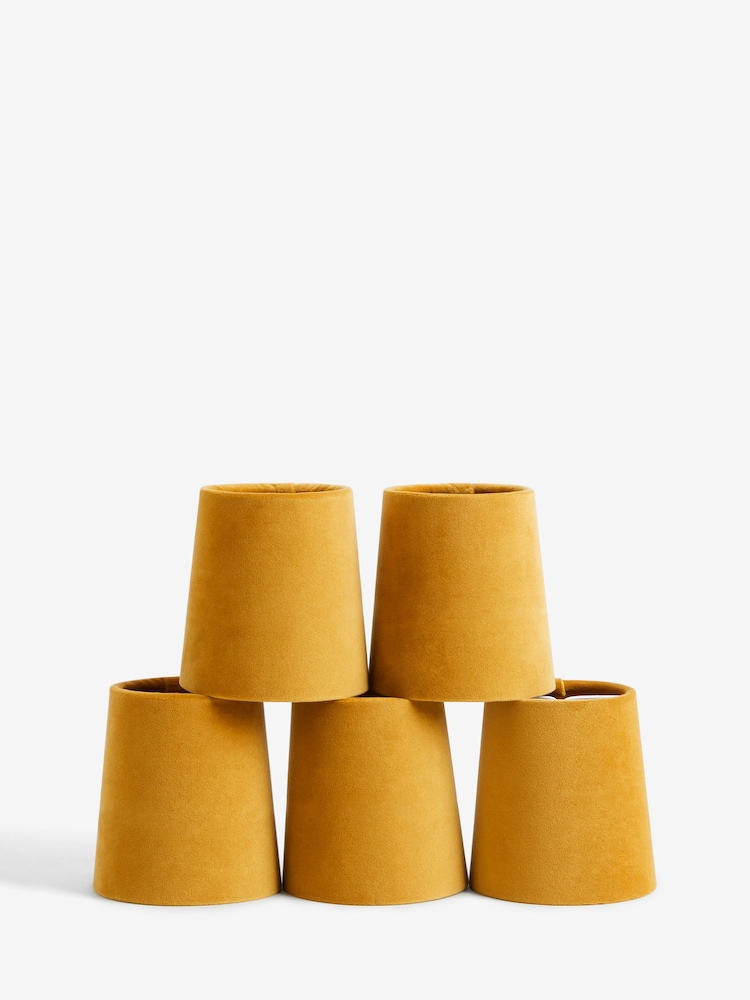 5 Pack Ochre Yellow Velvet Candle Light Shades - Image 5 of 5