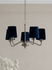 5 Pack Navy Blue Velvet Candle Light Shades - Image 2 of 5