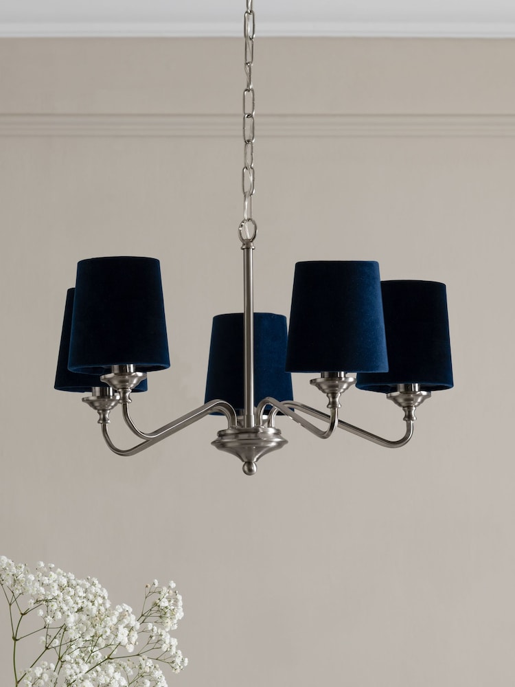 5 Pack Navy Blue Velvet Candle Light Shades - Image 2 of 5 5 Pack Navy Blue Velvet Candle Light Shades - Image 2 of 5