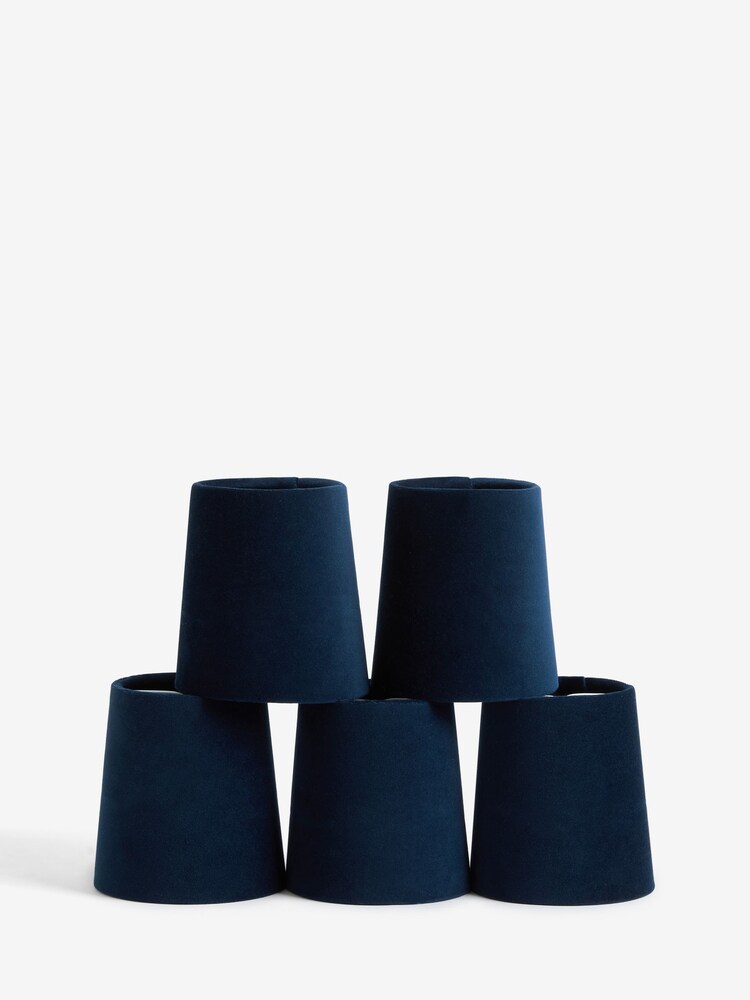 5 Pack Navy Blue Velvet Candle Light Shades - Image 5 of 5 5 Pack Navy Blue Velvet Candle Light Shades - Image 5 of 5